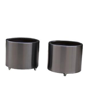 Quality Outdoor black cylinder medium cast iron flower pot with wheels wholesale