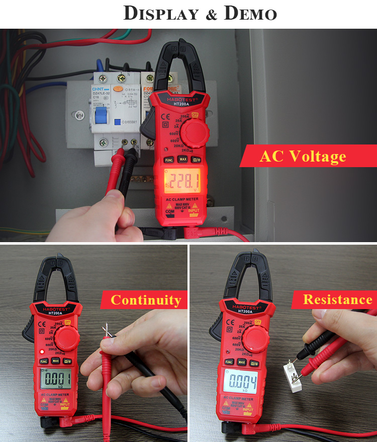 Manual Sound And Light Alarm 2000uF Digital Clamp Meters