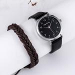 OEM 38mm Ladies Watch Gift Set Black Leather Strap 3ATM Waterproof