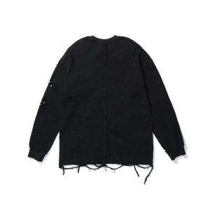 Quality Hip Hop Round Neck Sweatshirt Cotton Blank Long Sleeve Distressed Unisex Pullover wholesale