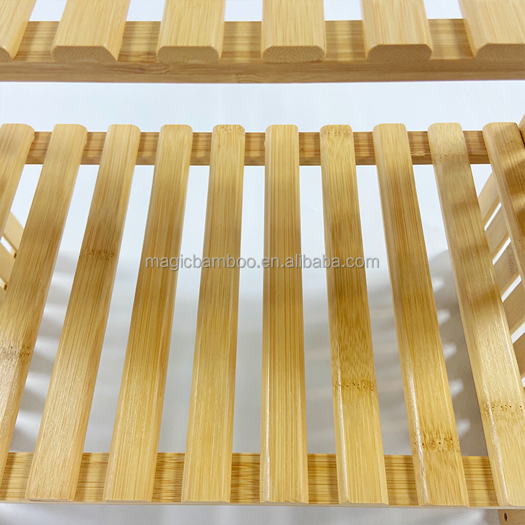 Storage Holder Container Bamboo Tabletop Plant Stand Natural 2-Layer for Small Plants