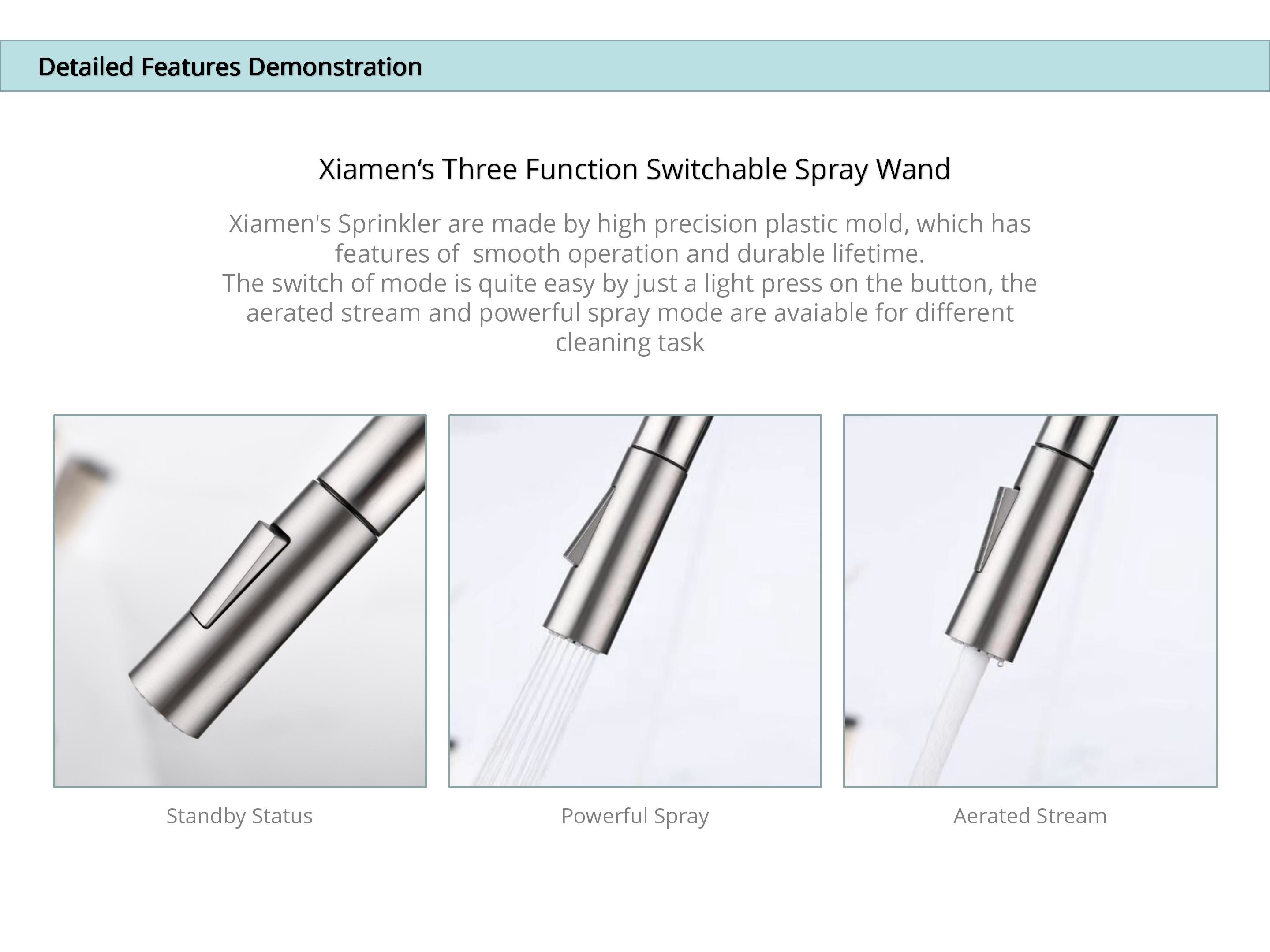 Multiple Spray Wand Touch Sensor Kitchen Faucet Angled Spout Water Mixer Tap Sus304