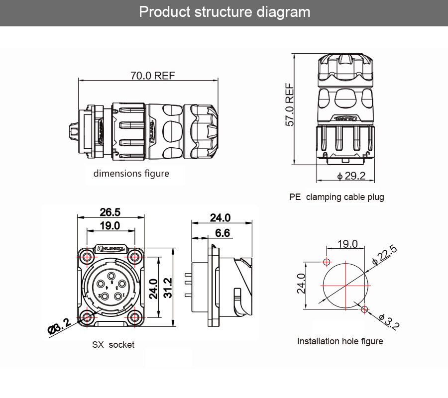 Stable Performance Low Voltage Power Cable 4 Pin Power Plug for Live Stage Equipment