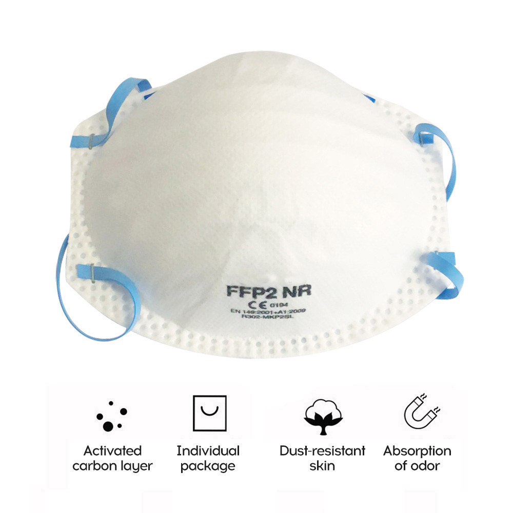 Nonwoven FFP2 Cupped Face Mask , Head Wearing Disposable Dust Mask