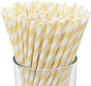 Yellow And White Striped Paper Straws