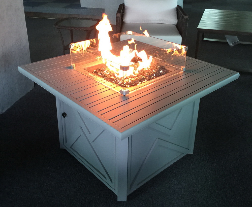 Outdoor 38 Inch Square Aluminum Natural gas Fire Pit Table 40000BTU