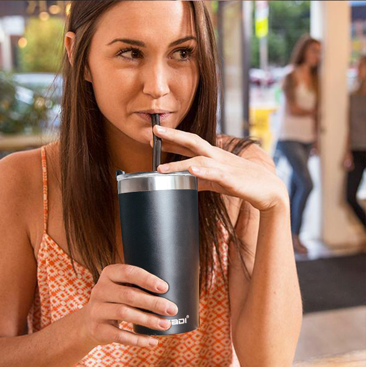 Popular 20 oz Stainless Steel Mug With Lid And Straw, Double Wall Travel Coffee Mug With Straw/