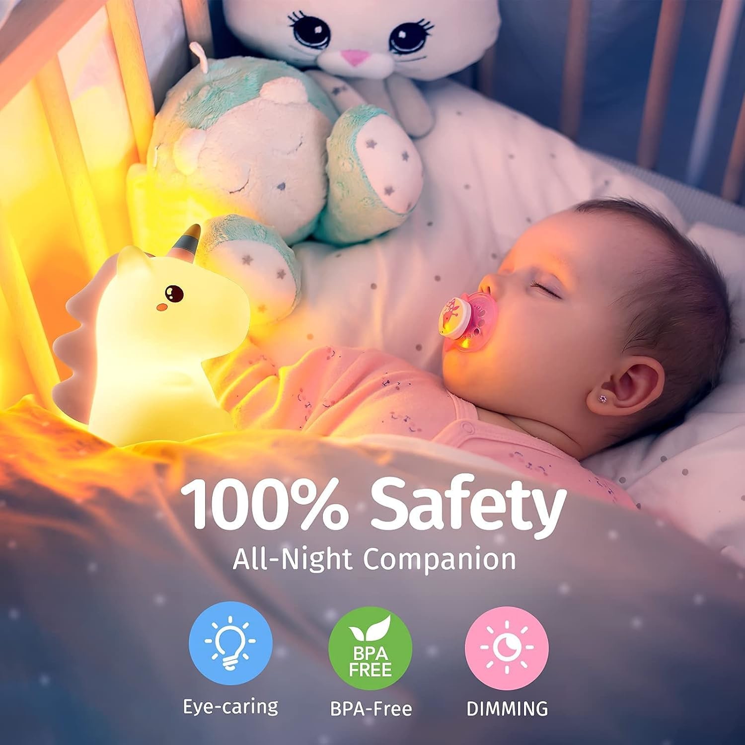Waterproof and Good Flexibility Kids Night Light for Rechargeable Toddler 16 Colors Lamp