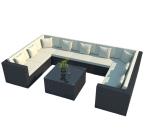 Luxury Modern Patio Garden Furniture Black Rattan Outdoor Sofa Coffee Table Set
