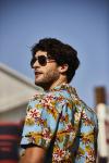 colorful Men's Casual Short Sleeve Shirts Summer Blue Printed