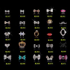 Quality 3D Jewelry Nail Art Tips Stickers Deco Bow Knot Alloy Jewelry ML947-971 wholesale
