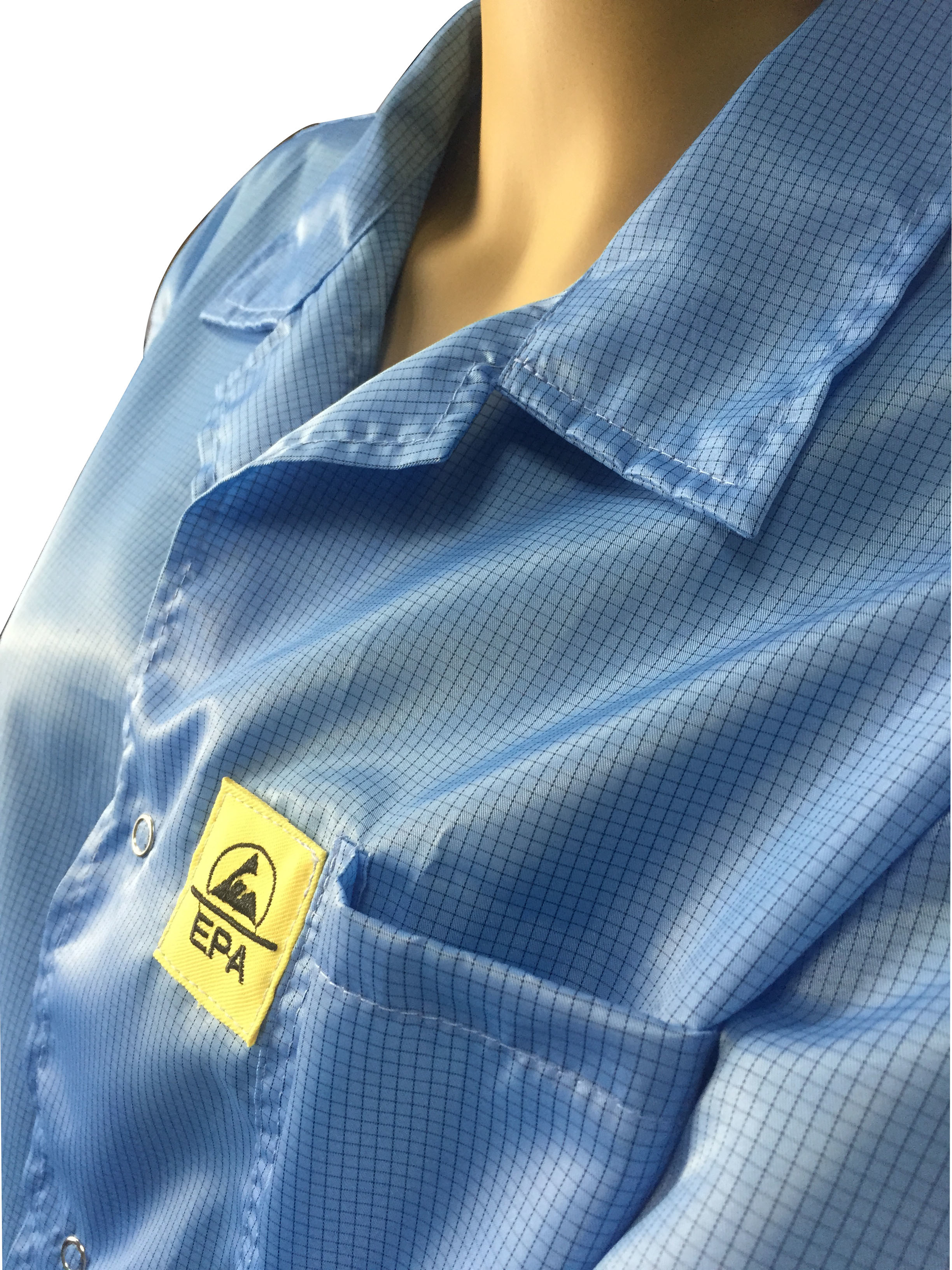 Cleanroom ESD Safe Clothing Polyester Anti Static Jacket And Pants Class 1000 - 10000