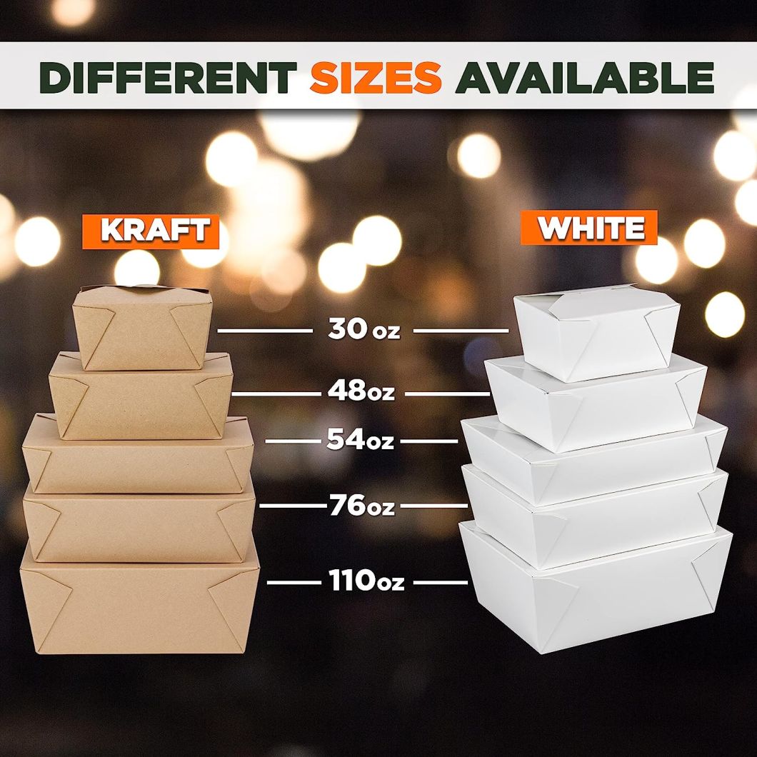 Disposable Kraft Paper Baking Box Take Out Container Lunch Meal Food