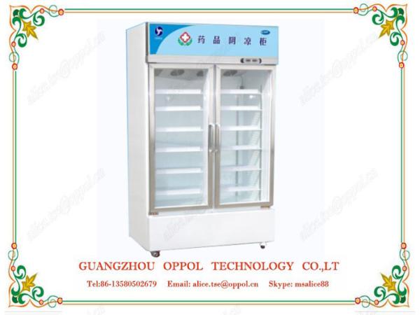 OP-005 Two Glass Swing Doors Freezer Adjustable Shelf Display Cooler Medical