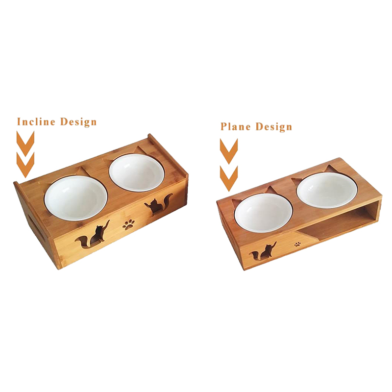 Natural Pet Elevated Raised Stand Diner Feeder with 2 Removable Ceramic Bowls Direct