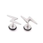 High Quality Vintage Punk Black Titanium Steel Earrings Cool Lightning Small