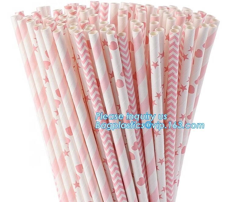 Custom printed colors polka dot striped paper straw,Biodegradable Eco Friendly No-dye Brown Natural Kraft Paper Straw