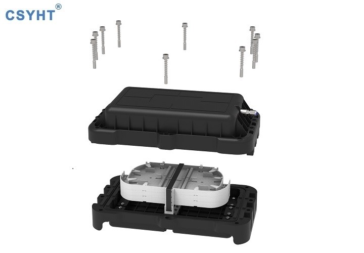 Inline 96-144F Screw Aerial Fiber Optic Closure With Ground Wire