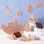 Montessori Children's Educational Toys Wooden Blocks Stars Moon Stacked Blocks