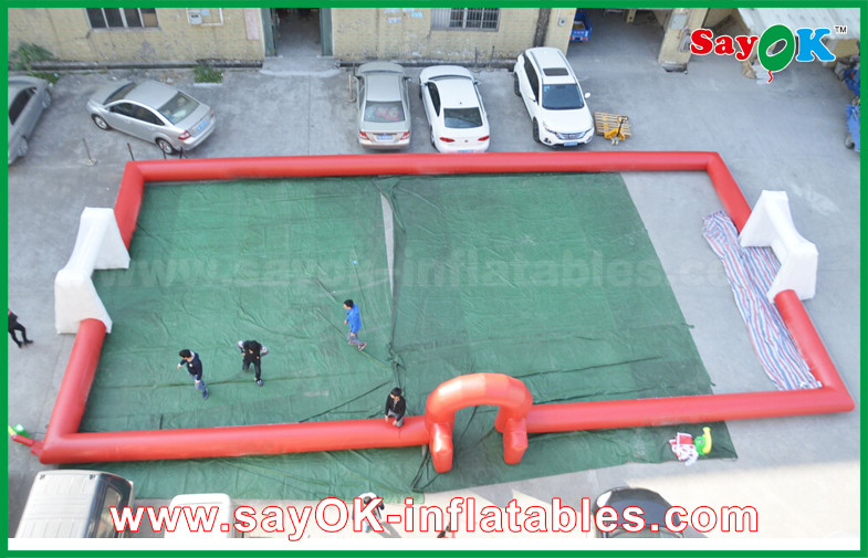 Giant Inflatable Football 10m Big Inflatable Red Football Field WIth Gate Use Strong PVC Material