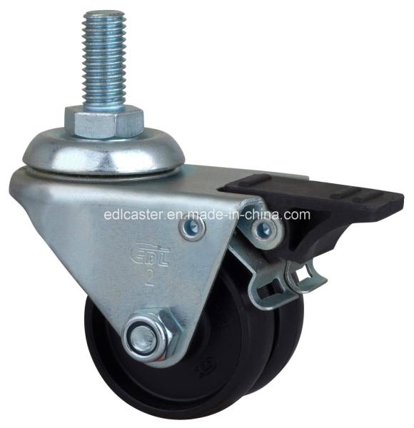 50mm Diameter 2mm Thickness Threaded Brake PA Machine Caster for Industrial