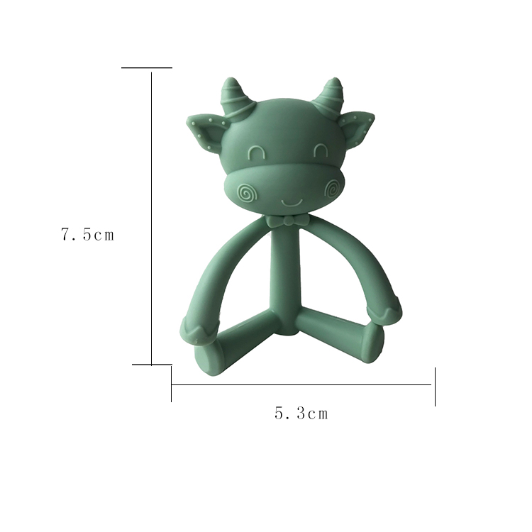Custom Cartoon Silicone Baby Teether , Food Grade Silicone lnfant Training Toothbrush Cow And Sheep Shapes