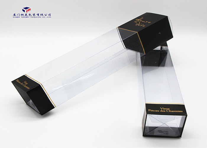 Clear PVC Packaging Boxes Automatic Lock Full Black Printing On Upper / Lower
