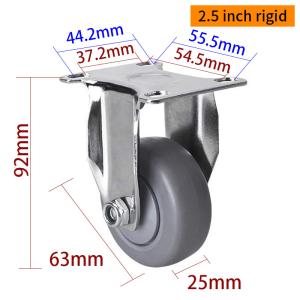 Quality EDL Light TPE Casters Chrome Coating 2.5inch 70kg Plate by Rigid,Swivel and Brake type wholesale