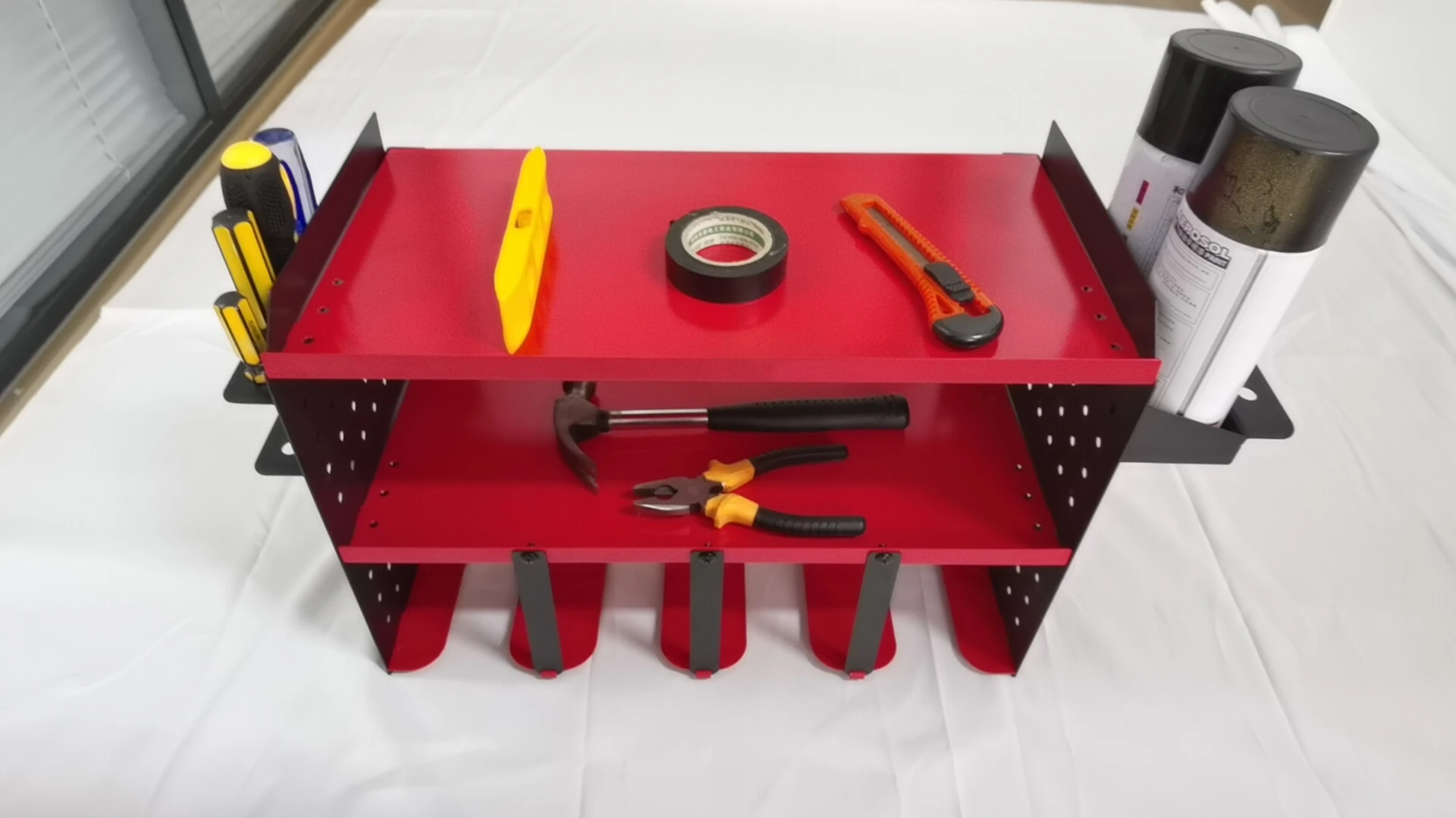 Garage Utility Shelf Organization Three-layer Heavy Duty Metal Cordless Tool Storage Rack
