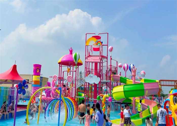 Colorful Fiberglass Big Splash Water Slide Park Equipment For Interactive Family