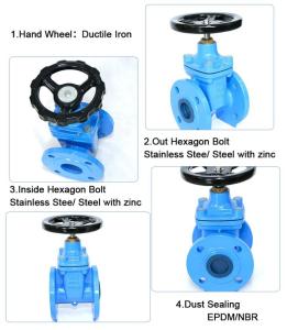 Quality Din Pn10 Pn16 Ductile Cast Iron Ggg50 Hand Wheel Resilient Seated Flanged Water Seal Gate Valve wholesale