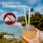 BPA Free Waterproof Paper Straws Disposable Rainbow Striped Paper Straws