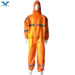 Orange Disposable Suit Customized SMS 50GSM Protective Coveralls S-5XL