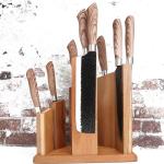 Bamboo Multifunctional Kitchen Shelf Semi Circle Magnetic Knife Block