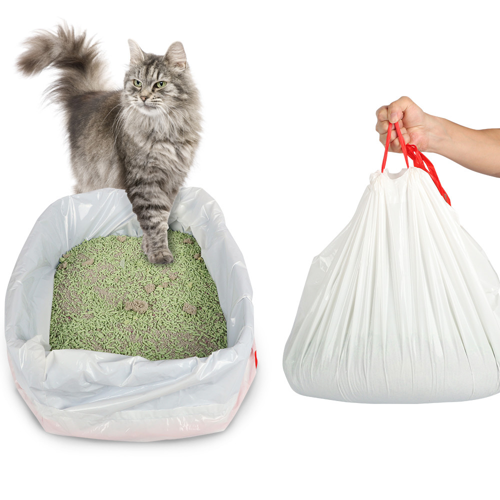 Disposable Drawstring Cat Litter Box Liner Bags Custom Biodegradable For Cat Litter Box