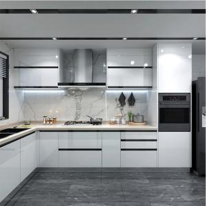 Quality Modern Italian Kitchen Cabinet with Flat Edge Stone Countertop and Custom Veneer Color wholesale