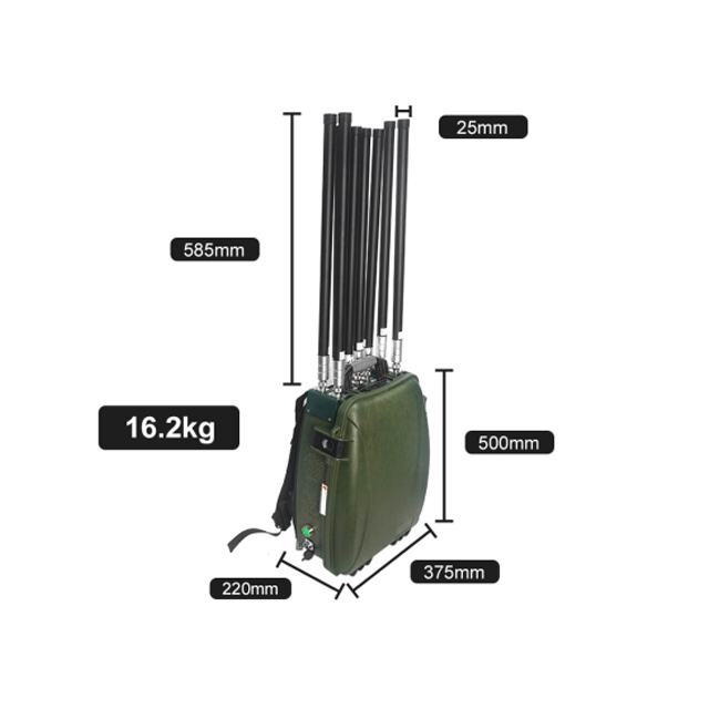 150W Sandproof Military Drone Countermeasures Equipment Jamming Backpack
