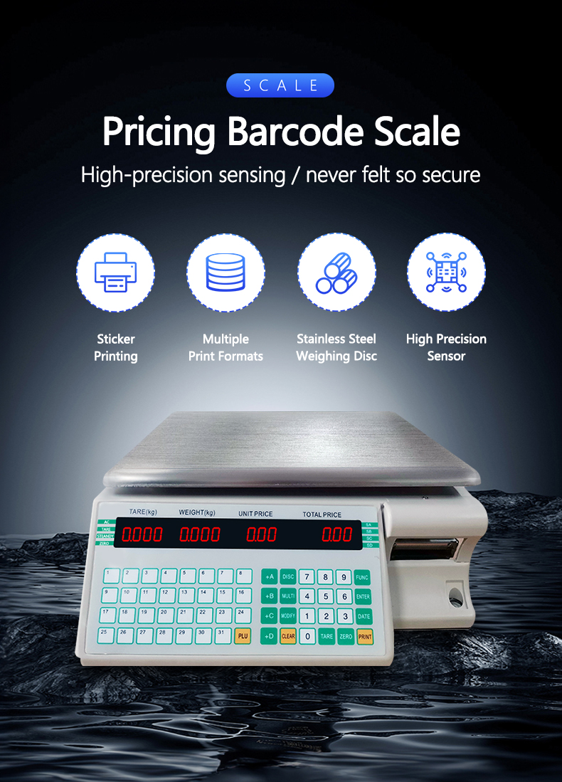 SOHE SHW-TMA Barcode Table Scale Cash Register Durable Stainless Steel Design with 1