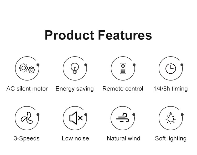Retractable Ceiling Fan for Bedroom No Noise Warm Light 1stshine LED Folding Metal Body