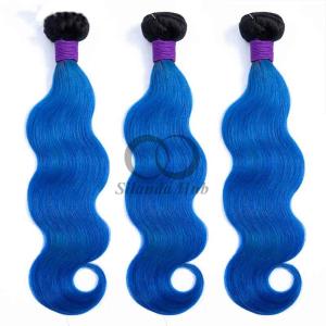 Quality #T1B/Blue Body Wave Remy Human Hair Bundles Sew In Weave Bundles Brazilian Bundle Deals wholesale