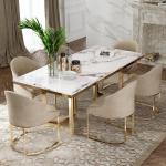 Light Luxury Simple Stainless Steel Marble Square Dining Table