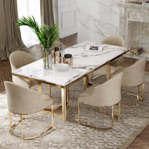 Quality Light Luxury Simple Stainless Steel Marble Square Dining Table wholesale