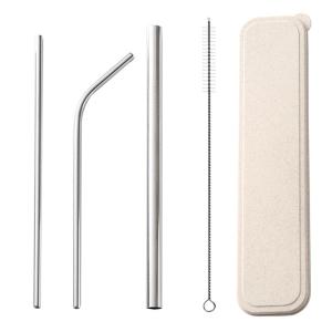 Quality OEM Water Bottle Accessories Metal Smoothie Straws And Cleaning Brushs wholesale