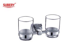 Brass double tumbler holder glass bathroom high quality chrome color OEM brass