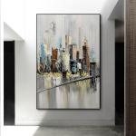 Hand Painted Colorful Knife Oil Painting on Canvas Living Room Decor Abstract