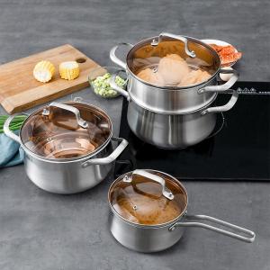 Quality Factory Kitchen 304 Stainless Steel Steamer Pot Soup Pot Milk Pot Cooking Ware With Lid wholesale