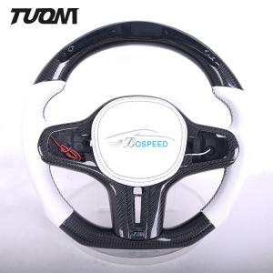 Quality G20 G30 G28 Bmw Carbon Fiber Steering Wheel White Perforated Leather LED wholesale