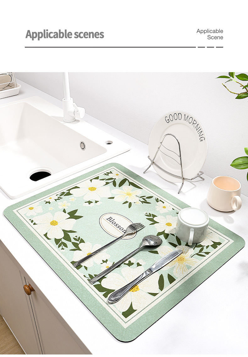 Customized Logo Acceptable Contemporary Design Style Kitchen Countertop Drain Pad