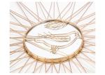 Hanging Sunburst Vintage Bird Metal Wall Art Mirror