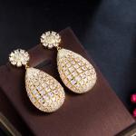 Fashion europe style women zircon earrings colorful cz stone Waterdrop earrings